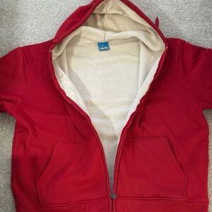 Red Hooded Zip-Up Jacket